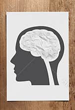 Crumple paper brain concept