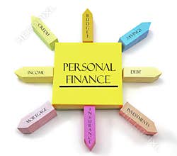 Personal Finance Concept on Arranged Sticky Notes