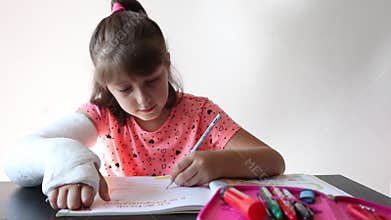 Little girl does homework