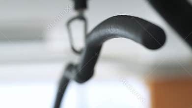 Weight machine handle close up