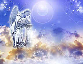 Angel archangel with divine sky and copy space