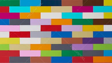 Plastic building block. plastic brick wall. Wall from Plastic building blocks isolated. Suitable for greetings card