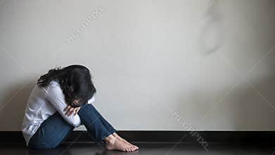 World suicide prevention day and self injury awareness concept with depressed panic attack woman, stressful emotional person