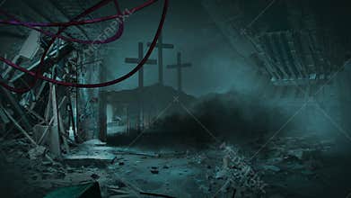 Radioactive zone - post apocalyptic scene