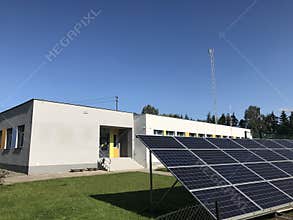 School building with solar panels