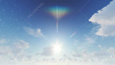 Timelapse night to day from full moon on starry sky to afternoon, snow falling hd