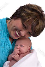 Senior woman with a newborn