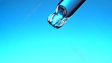 Water dropper in slow motion on blue background