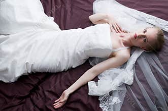 With the wedding dress