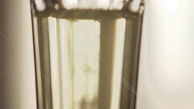 Drop soluble tablets in a glass. The formation of effervescent air bubbles from the dissolution of the drug. The concept