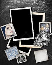 Silver background with frames.