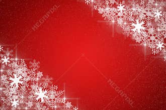 Red Christmas background with snowflakes.