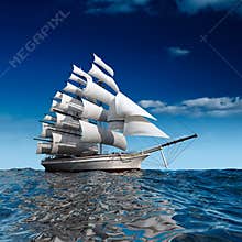 Sailing ship at sea