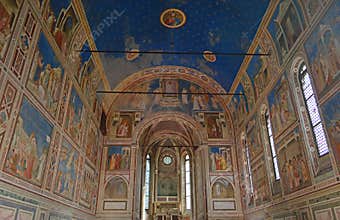 Colourful Giotto fresco cycle in the Scrovegni Chapel, Padua Italy