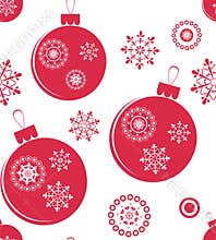 Holiday red christmas seamless texture with balls