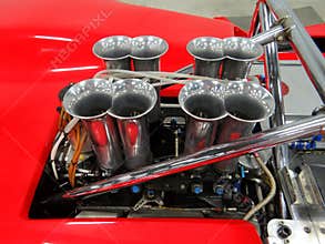 Race Car Engine pipes top view