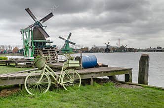 Bikes, Amsterdam, windmills, Holland