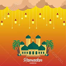 Ramadan kareem background, illustration. Ramadan greeting card, Poster and banner template.