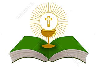 Holy bible and holly communion illustration