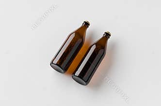 Euro beer bottle mockup. Two bottles