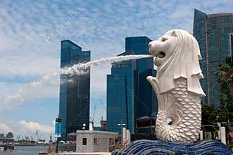 Merlion statue, landmark of Singapore