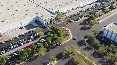 Aerial View of the the  Amazon Logistics, fulfillment building