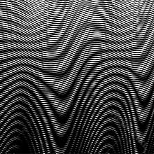 Monochrome background with fluidly of moire effect wavy lines.