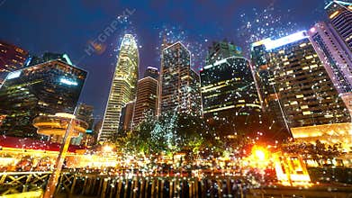 Cityscape with futuristic data communication. Hyperlapse