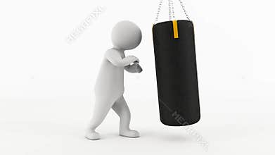 3D character punching bag, boxing training animation