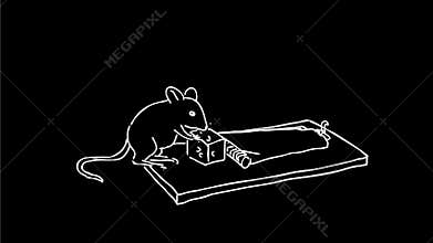 Mouse Caught in Mouse Trap Drawing 2D Animation