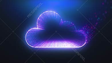 Cloud icon form purple binary tunnel