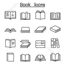 Book icon set in thin line style