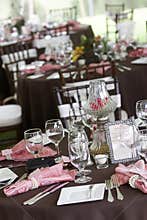 Wedding tables set for fine dining