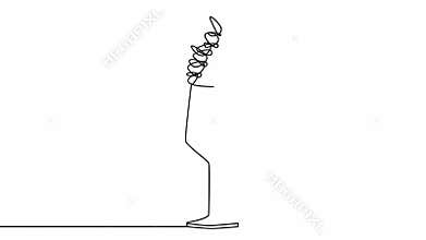 Wine drinking, wine bar concept. Self drawing line art sketch of wineglasses. Animation.