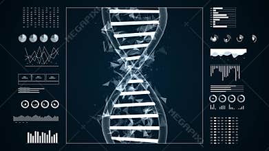 DNA structure 3D animation for medical research and biology genetic laboratory study