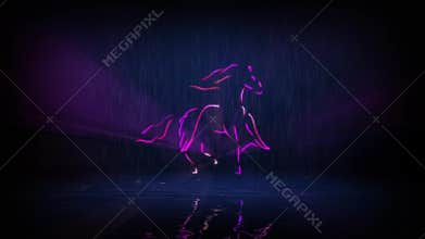 Pegasus. Ancient Greek mythology.  Computer simulation of an animated laser show on a water screen based on a real laser show