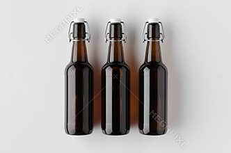 Top view of a beer bottle mockup