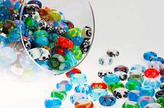 Glass beads in jar