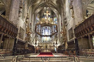Cathedral Palma de Majorca, interior of Catedral de Santa Mari­a de Palma de Mallorca, Spain