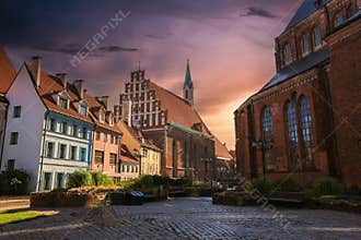 St.Peter`s and St.John`s churches in Riga, Latvia