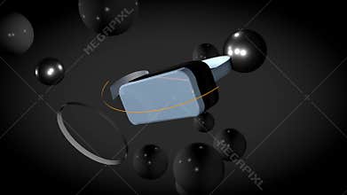 Virtual and augmented reality glasses in a fantastic abstract setting.