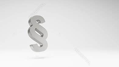 Paragraph 3D Metal Symbol Spinning on Studio Light Gray Background