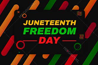Juneteenth Freedom day backdrop with colorful typography