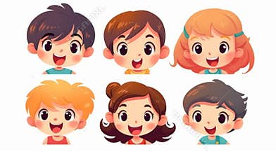 The set of cheerful cartoon characters with bright smiles and expressive faces brought immense joy and fun to the children in the