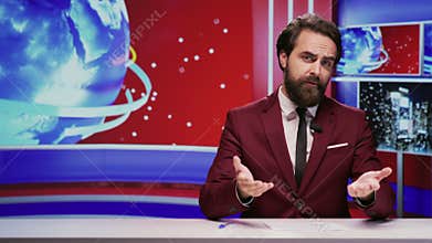 News anchor addressing important topics