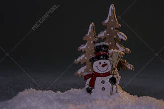 Christmas images Santa-Claus father Christmas and snowman decorations in fake snow