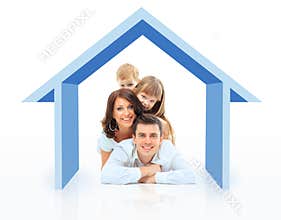 Beautiful family in a house
