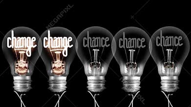 Light bulbs with chance and change concept.