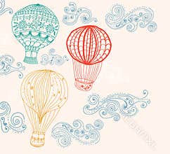 Hot air balloon in sky background