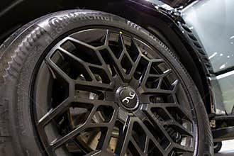 Nonthaburi, Thailand - Dec 6, 2023 : Wheel of YangWang U8. This model received a lot of attention because it is the most luxurious